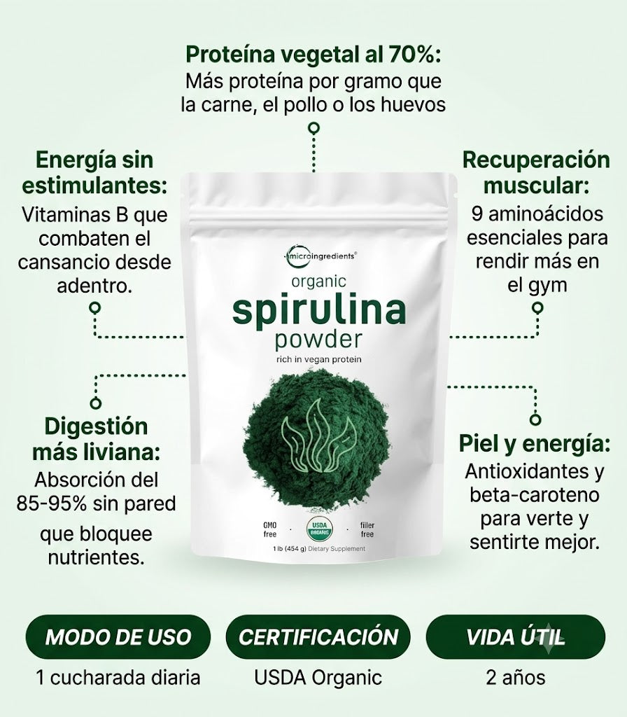 EL ALIMENTO CON MÁS PROTEÍNA DEL MUNDO — ESPIRULINA ORGÁNICA