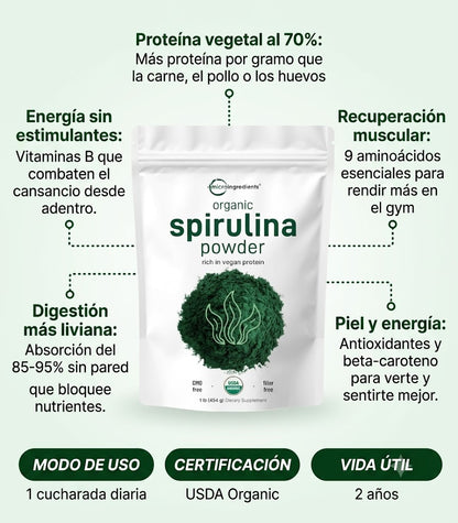 EL ALIMENTO CON MÁS PROTEÍNA DEL MUNDO — ESPIRULINA ORGÁNICA