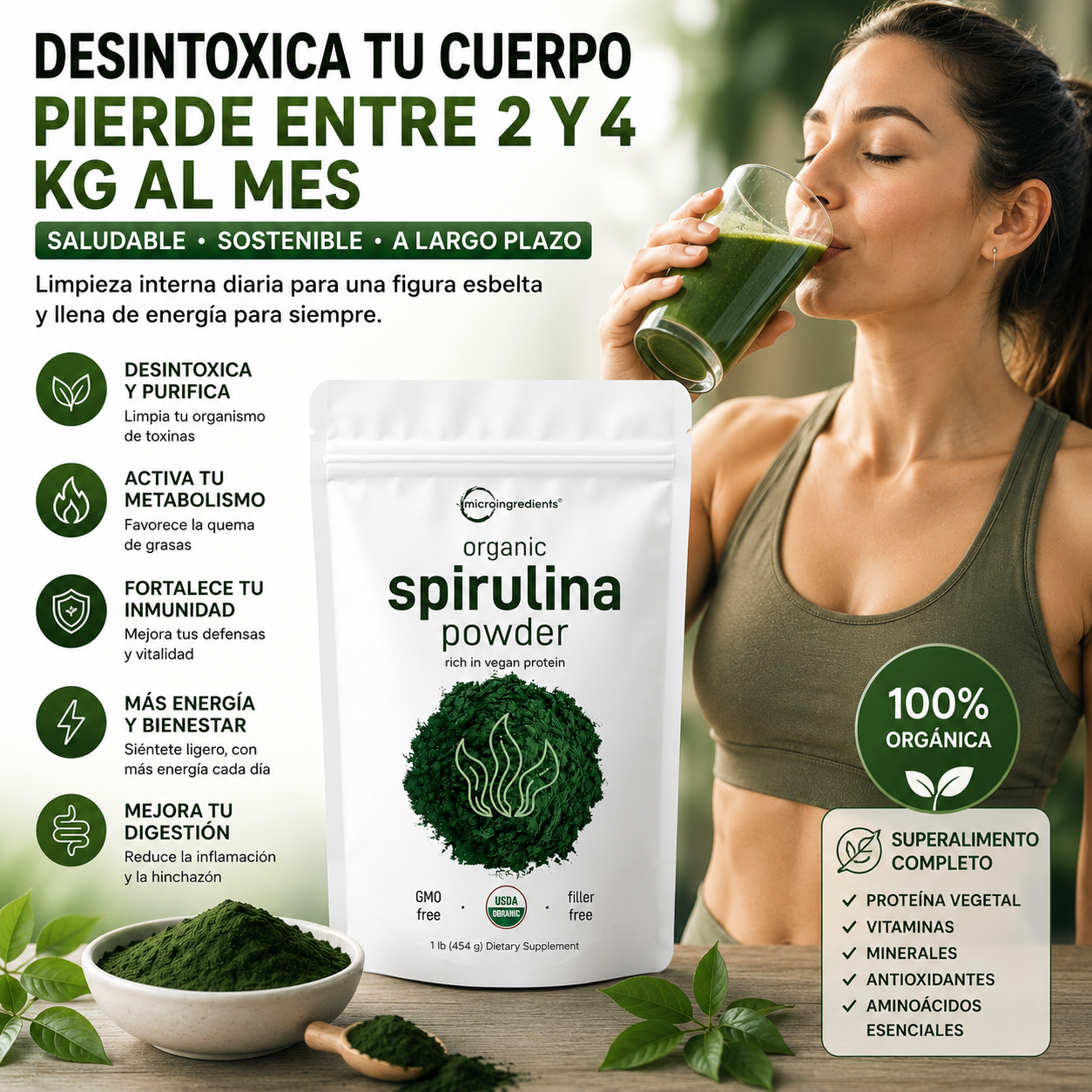 Spirulina - Pierde peso de forma natural mientras recuperas tu energía cada día